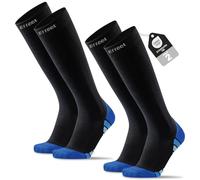 Effeet Compression Socks for Men Women, 2 Pairs Flight Socks with Cushioned Sole & Reinforced Toe, Knee High Sock for Running, Travel, Long Flights, Pregnancy, Blue