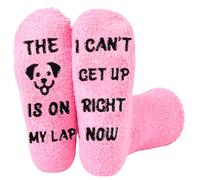 Effeet Funny Dog Lover Gifts for Women Fluffy Socks, Cosy Fuzzy, Pink 3-7