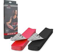Effekt Pre Cut Kinesiology Tapes Waterproof (25 cm x 5 cm) - Elastic Physio Tape for Muscle Support and Injury Recovery, Medical Tape, Breathable Sports Tape (Red + Black)