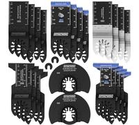 EffektWerk - 25 pcs Multitool Saw Blade Set - Oscillating Tool Attachments for Cutting Wood, Plastic, Metal - Universal Vibrating Cutter Blades with Adapters and Storage Bag