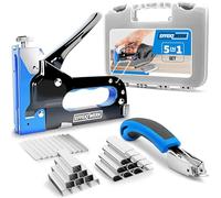 EffektWerk - 5 in 1 Staple Gun Set - Heavy Duty Stapler with 1500 Staples and Staple Remover for Wood, Fabric, Wire Mesh - Hand Tacker with Power Adjustment for Construction, Crafts, Upholstery Work