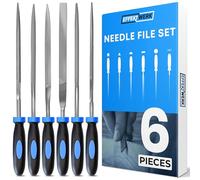EffektWerk - 6 pc Needle File Set for Wood, Metal, Plastic and Jewellery - 160x4mm - Small Round, Half Round, Square, Triangle, Flat and Flat Pointed Files - Fine Finishing with Ergonomic Handles