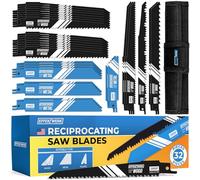 Effektwerk Reciprocating Saw Blades (32 Pieces) w/Storage Case, Carbide Steel Replacement Saw Blade Set for Tree Pruning, HCS & Bi-Metal Sabre Saws for Wood, Metal & Plastic