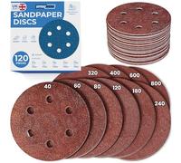 EffektWerk Sanding Discs (120 PK, 6 Holes) - 150mm Sandpaper for Random Orbital Sanders - Self-Adhesive w/Hook & Loop Closure - Fine & Coarse Grinding w/ 40/60/80/120/180/240/320/400/600/800 Grits