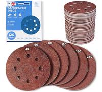 EffektWerk Sanding Discs (120 PK, 8 Holes) - 125mm Sandpaper for Random Orbital Sanders - Self-Adhesive w/Hook & Loop Closure - Fine & Coarse Grinding w/ 40/60/80/120/180/240 Grits (20 Pcs each)