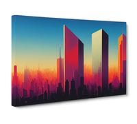 Effervescent City Skyline Architecture Canvas Print | Gallery Wrapped 30mm Frame Wall Art | 30x20 inches | Ready to Hang | Contemporary Cityscape Picture | Living Room Bedroom Lounge Office