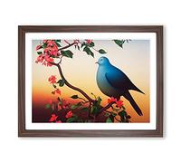 Effervescent Dove Bird Framed Print | A3 Walnut Framed Wall Art | Ready to Hang | Modern Animal Picture | Living Room Bedroom Lounge Office