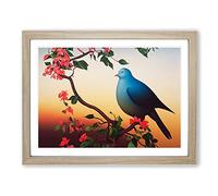 Effervescent Dove Bird Framed Print | A4 Oak Framed Wall Art | Ready to Hang | Modern Animal Picture | Living Room Bedroom Lounge Office