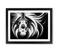 Effervescent Lion Abstract H1022 BLK Framed Print for Living Room Bedroom Home Office Décor, Wall Art Picture Ready to Hang, Black A2 Frame (64 x 46 cm)