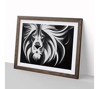Effervescent Lion Abstract H1022 BLK Framed Print for Living Room Bedroom Home Office Décor, Wall Art Picture Ready to Hang, Walnut A2 Frame (64 x 46 cm)