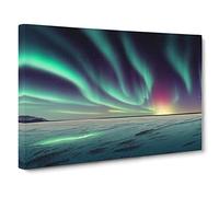 Effervescent Northern Lights Canvas Print | Gallery Wrapped 30mm Frame Wall Art | 30x20 inches | Ready to Hang | Contemporary Picture | Living Room Bedroom Lounge Office