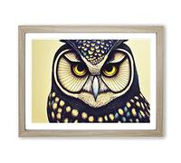 Effervescent Owl Framed Print | A4 Oak Framed Wall Art | Ready to Hang | Modern Animal Picture | Living Room Bedroom Lounge Office