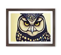 Effervescent Owl Framed Print | A4 Walnut Framed Wall Art | Ready to Hang | Modern Animal Picture | Living Room Bedroom Lounge Office