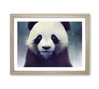 Effervescent Panda Framed Print | A4 Oak Framed Wall Art | Ready to Hang | Modern Animal Picture | Living Room Bedroom Lounge Office