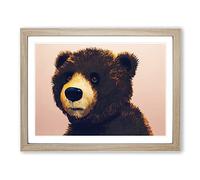 Effervescent Teddy Bear Framed Print | A4 Oak Framed Wall Art | Ready to Hang | Modern Animal Picture | Living Room Bedroom Lounge Office