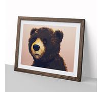 Effervescent Teddy Bear H1022 Framed Print for Living Room Bedroom Home Office Décor, Wall Art Picture Ready to Hang, Walnut A2 Frame (64 x 46 cm)