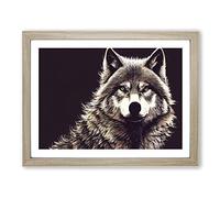 Effervescent Wolf Framed Print | A4 Oak Framed Wall Art | Ready to Hang | Modern Animal Picture | Living Room Bedroom Lounge Office