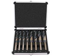 EFFICERE 8-Piece 1/2” Shank Silver and Deming Drill Bit Set in Aluminum Carry Case, High Speed Steel (HSS) | SAE Size 9/16” - 1” by 1/16th Increment