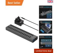 Efficient 16-Port Fast Charging USB Hub: Ideal for Desktops, Laptops & Consoles