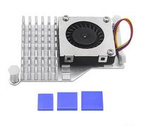 Efficient Active Cooling Assembly with Aluminum Radiator and Fan for Raspberry Pi 5 for Use in Demanding Computing Environments (Silver)