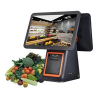 Efficient All-in-One Cash Register with 15.6" Touch Screen & Customer Display, Built-in 58mm Receipt Printer, Compact Design for Small Stores Black