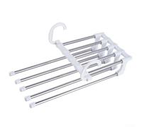 Efficient Closet Organizer Telescopic Folding Pants Rack for Sturdy Storage of Multiple Pants, Convenient Hanging Methods (White)