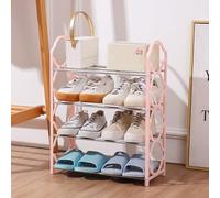 Efficient Four Tier Shoe Storage Rack Stylish and Compact Design for Small Living Spaces (Pink)
