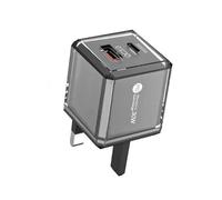 Efficient PD30W Quick Charging Block Type C USB a Double Port Adapter UK Plug Clear Design for Tablets Mobile Devices Double Output Quick Fee Outlet