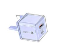 Efficient PD30W Quick Charging Block Type C USB a Double Port Adapter UK Plug Clear Design for Tablets Mobile Devices Double Output Quick Fee Outlet
