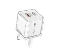 Efficient PD30W Quick Charging Block Type C USB a Double Port Adapter UK Plug Clear Design for Tablets Mobile Devices Double Output Quick Fee Outlet