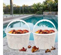 Efficient Pool Skimmer Basket With Integrated Handle For Capturing Dirt Hair And Leaves To Protect Pump Systems Abs Construction For Long Lasting Use White(2pcs)