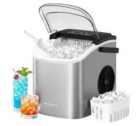 Efficient Portable Ice Maker with Self-Cleaning for Home and Office, Silver