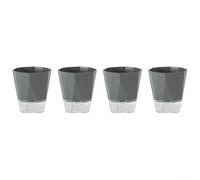 Efficient Watering System Flower Pot Set for Succulents and Herbs 4 Plastic Pots with Clear Reservoir (C)