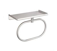 Efficiently Designed Stainless Steel Towel Ring with Upper Shelf for Quick Drying of Towels and Easy Access to Essentials (silver)