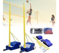Efficieran Backyard Volleyball Net with Poles, Heavy Duty Volleyball System for Driveway Fun, Portable Badminton Net with Wheels for Summer Camp School Gym Church Activity