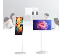 Efficieran Portable Smart TV with Touch Screen Display, Rolling Smart TV on Wheels, Android 13 with Remote, 5-7h Battery, Rotatable Screen for Home & Business(8+128GB)