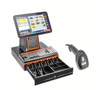 Efficieran Professional Cash Till Machine Hardware for Shop Cafe, 15.6 Inch Touchscreen POS System Without Software, i5 CPU, Printer and Cashbox Bundle, Black(Black,80 tooth gear printer)