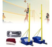 Efficieran Volleyball Net for Backyard Fun, Portable Volleyball Poles with Wheels for BBQ Party, 2-in-1 Badminton System for Family Gathering Indoor Outdoor School Activity