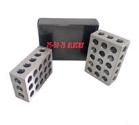 EffiFish 1 Pair 25-50-75mm Steel Setup Blocks, 23 Holes Ground Gauge Set for Metalwork Clamping
