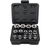 EffiFish 10-Piece Extended E-Type Socket Set 1/2" Drive, CR-V Alloy Steel With Anti-Slip Edges For Auto Repair And Hard-to-Reach Fasteners(14pcs Standard Model)