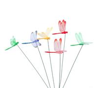 EffiFish 10pcs Dragonfly Garden Stakes Wind Vibrating PVC Yard Decor