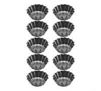 EffiFish 10pcs Egg Tart Molds Carbon Steel Removable Bottom Tin for Mini Pies Cupcakes 6.5cm Grey