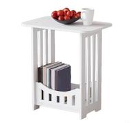 EffiFish 2/3 Tier Narrow Side Table Nightstand with Display Shelf, Compact PVC End Table for Bedroom, Living Room or Bathroom Storage and Decor, White(Single level)
