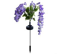 EffiFish 2 Pcs Solar For Wisteria Flower Stake Lights IP65 Garden Decor | Satin & Stainless Steel, IP65 , Auto On/off Dusk To Dawn, Warm LED Glow, Garden Path Decor