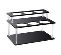 EffiFish 2 Tier Coffee Syrup Organizer Acrylic Clear Bottle Rack Stand For Coffee Bar Kitchen Restaurant Condiment Racks(black)