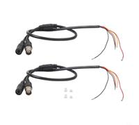 EffiFish 2PCS 60Cm CCTV Power Video Cable, BNC And 5.5x2.1mm DC Female To Stripped Wire For PCB CCTV Systems Installations Set(Black*2P2.0+3P1.25)