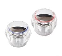 EffiFish 2PCS Hot and Cold Tap Head Covers Acrylic Top Replacements 20 Splines 7.5mm for Kitchen Bath Faucets Quick Fix Red Blue Markers