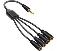 EffiFish 3.5mm Audio Splitter 1 to 6 Way Headphone Mic Divider Cable for PC Smartphone Tablet Multi-User Sharing Black(One-fourth)