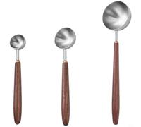 EffiFish 3-Pack Coffee Scoop with Walnut Wood Handle, 304 Stainless Steel Measuring Spoon for Ground Beans, Precise Portion Control for Home Cafe