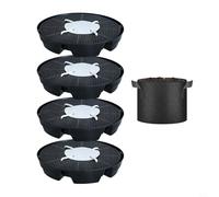 EffiFish 4 Pack Self-Watering Plant Saucers With Cotton, 2.8L Black Plastic Trays For 5 Gallon Grow Bags, Indoor Outdoor Garden(B)